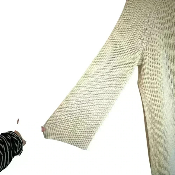 WILFRED ARITZIA Split Side Cotton Rib Knit Cream Sweater Women's Size 1 - Picture 3 of 6